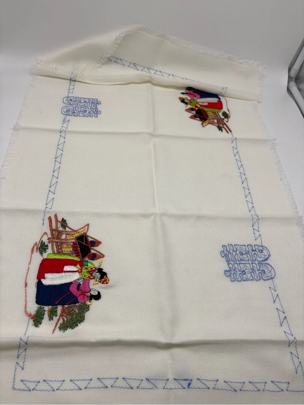 Vintage Korean Embroidered Table Runner
